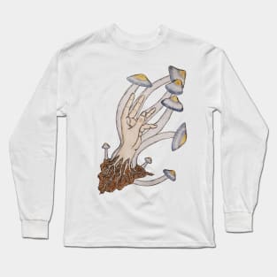 Hand with Mushrooms Long Sleeve T-Shirt